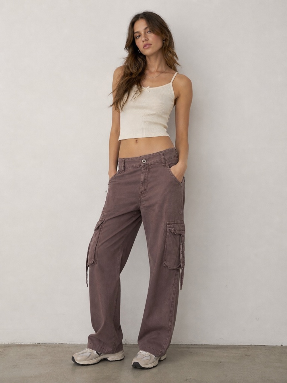 NWT Lilac Sunset Mauve Cargo Pants Utility Pocket Straight Leg Y2K Size 15